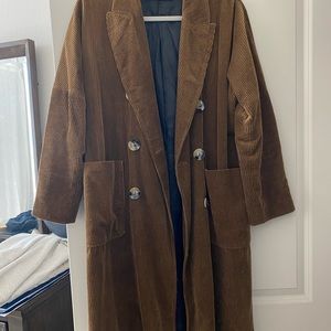 zara brown corduroy long coat
